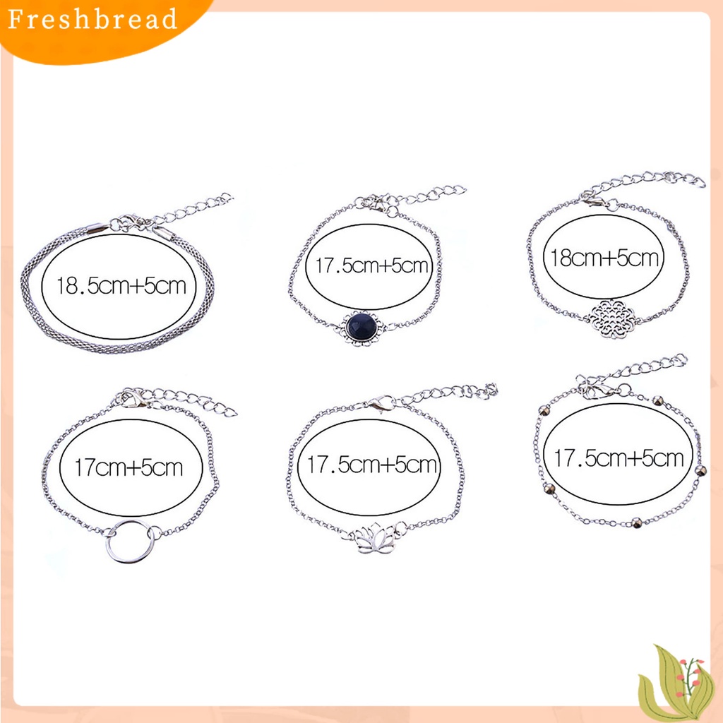 &lt; Freshbread &gt; 6Pcs/Set Wanita Gelang Set Bentuk Bunga Hollow Out Perhiasan Multi Bentuk Tangan Rantai Set Untuk Hadiah