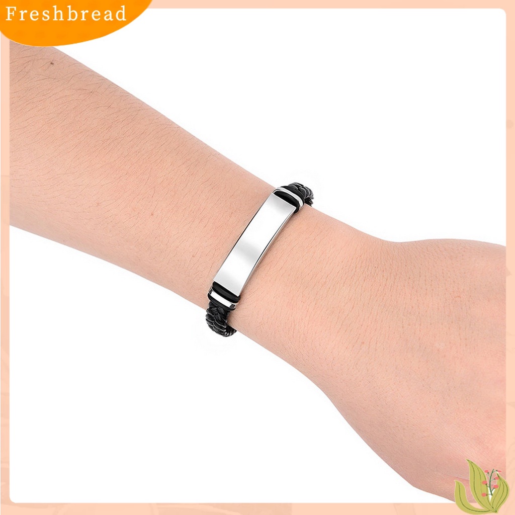 &lt; Freshbread &gt; Pria Gelang Pengerjaan Halus Gaya Rekreasi Dikepang Minimalis Adjustable Gesper Menghias Tahan Luntur Dikepang Faux Leather Bracelet Untuk Pakaian Sehari-Hari