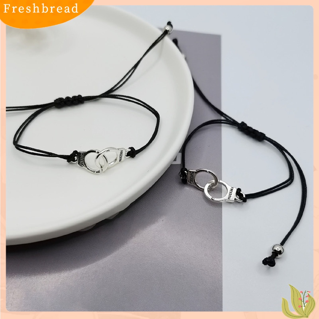 &lt; Freshbread &gt; 2Pcs Gelang Couple Unisex Ramah Kulit Alloy Handcuff Freedom Adjustable Charm Gelang Persahabatan Untuk Hadiah