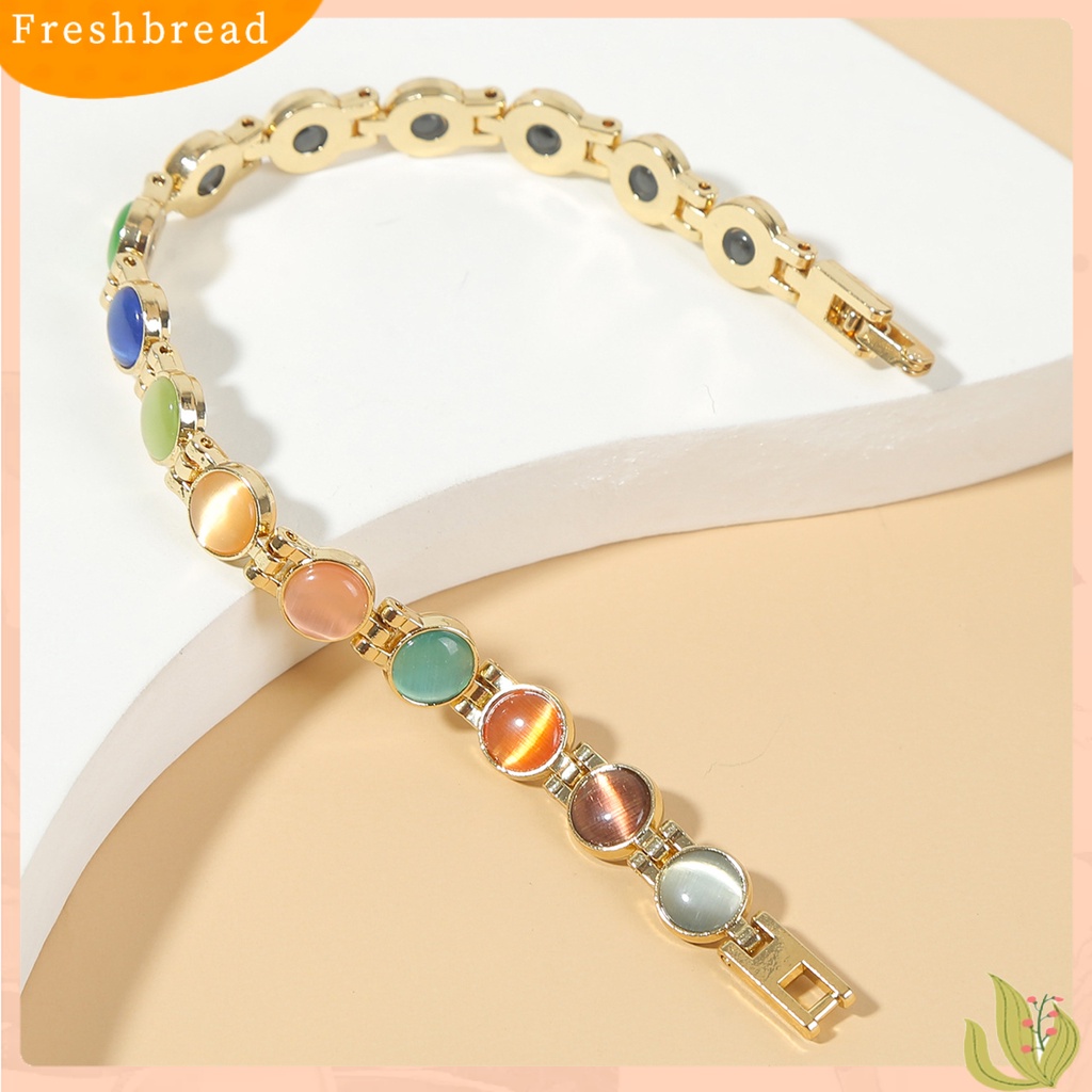 &lt; Freshbread &gt; ic Gelang Terapi Berlapis Emas Menghilangkan Kelelahan Perhiasan Fashion Batu Mata Kucing Mengkilap Bangle Kuat Untuk Kehidupan Sehari-Hari