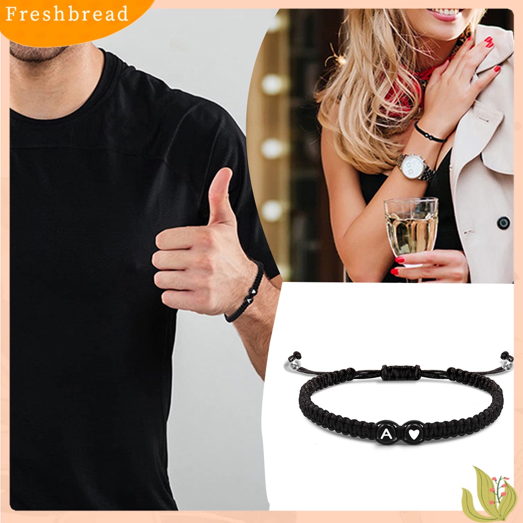 &lt; Freshbread &gt; Gelang Tali Dikepang Adjustable Slip-on Handmadeed Waterproof Alphabet Bracelet Properti Foto