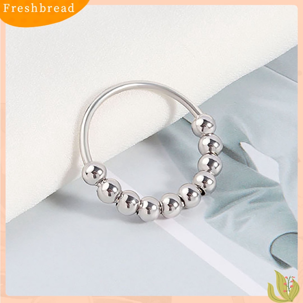 &lt; Freshbread &gt; Cincin Wanita Penghilang Stress Warna Solid Unisex Alloy Rotary Cool Men Circlet Hand Accessories