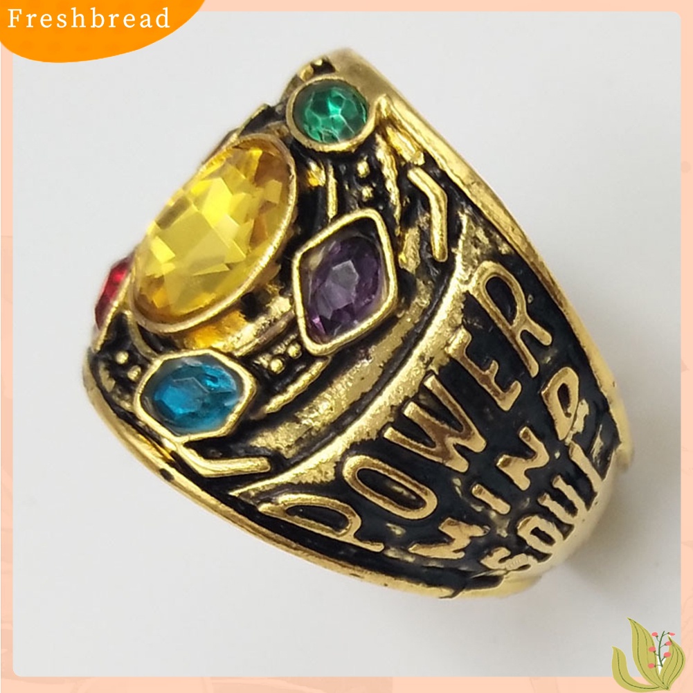 &lt; Freshbread &gt; Pria Keren Perang Tak Terbatas Thanos Band Perhiasan Warna-Warni Power Mind Soul Letters Ring