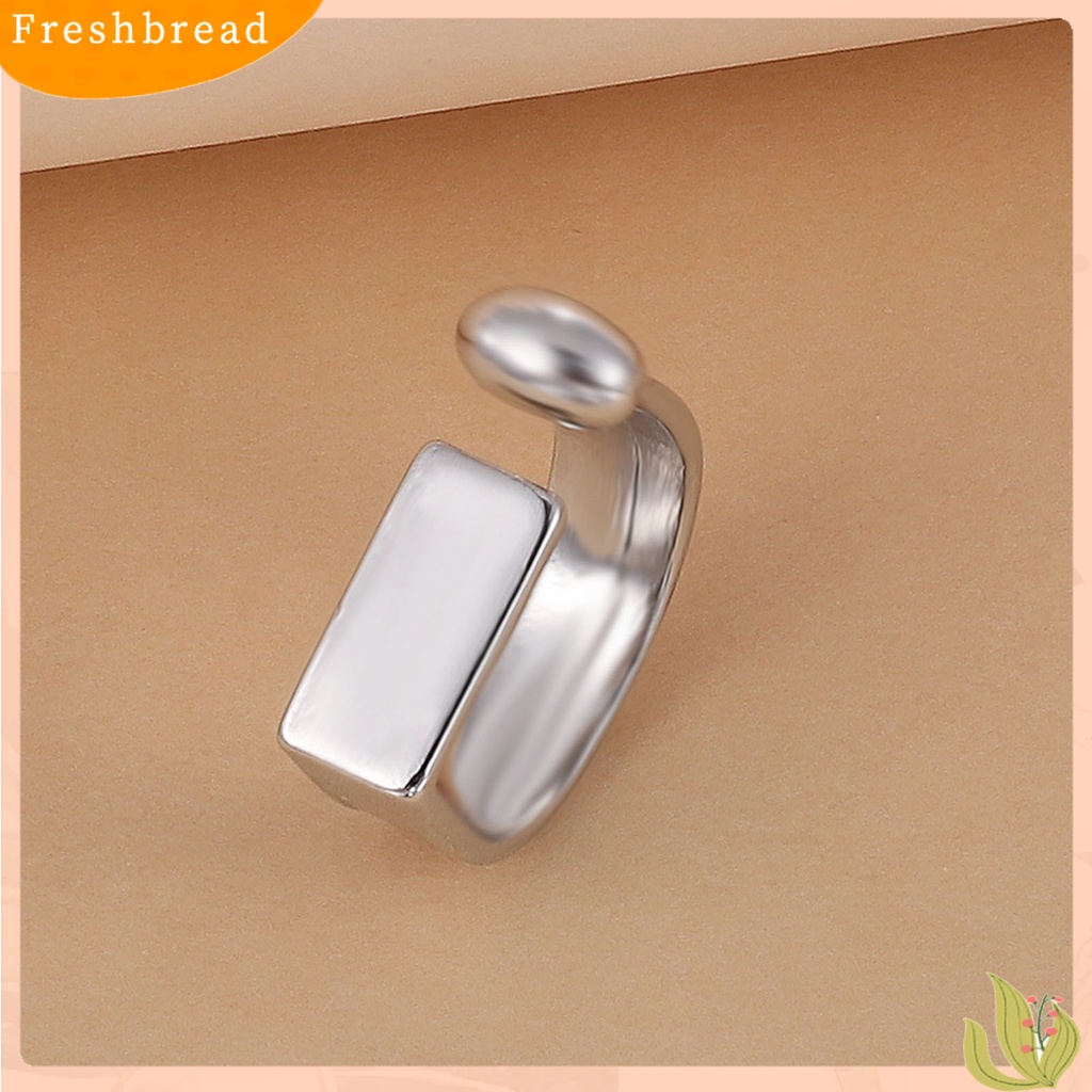 &lt; Freshbread &gt; Lebar Sederhana Paduan Unisex Cincin Berbentuk U Cincin Jari Terbuka Aksesori Perhiasan