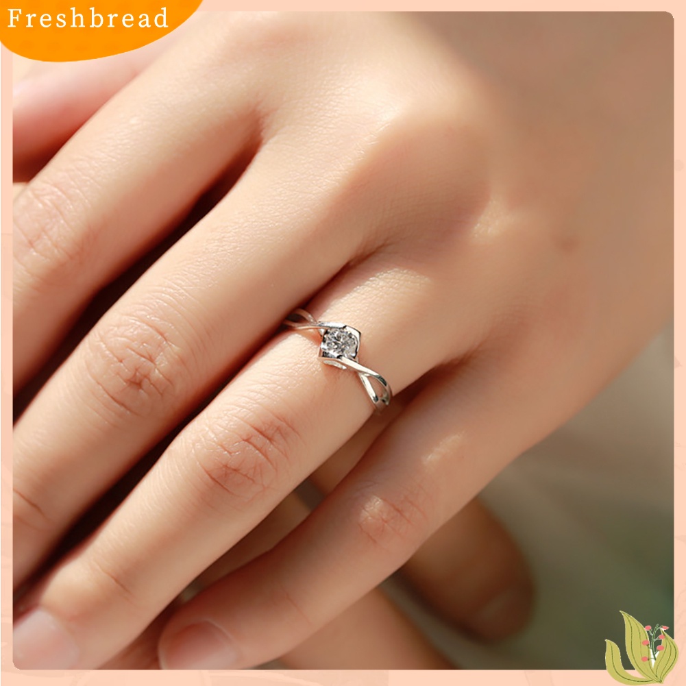 &lt; Freshbread &gt; Fashion Berongga Cubic Zirconia Wanita Pertunangan Pernikahan Band Jari Cincin Perhiasan