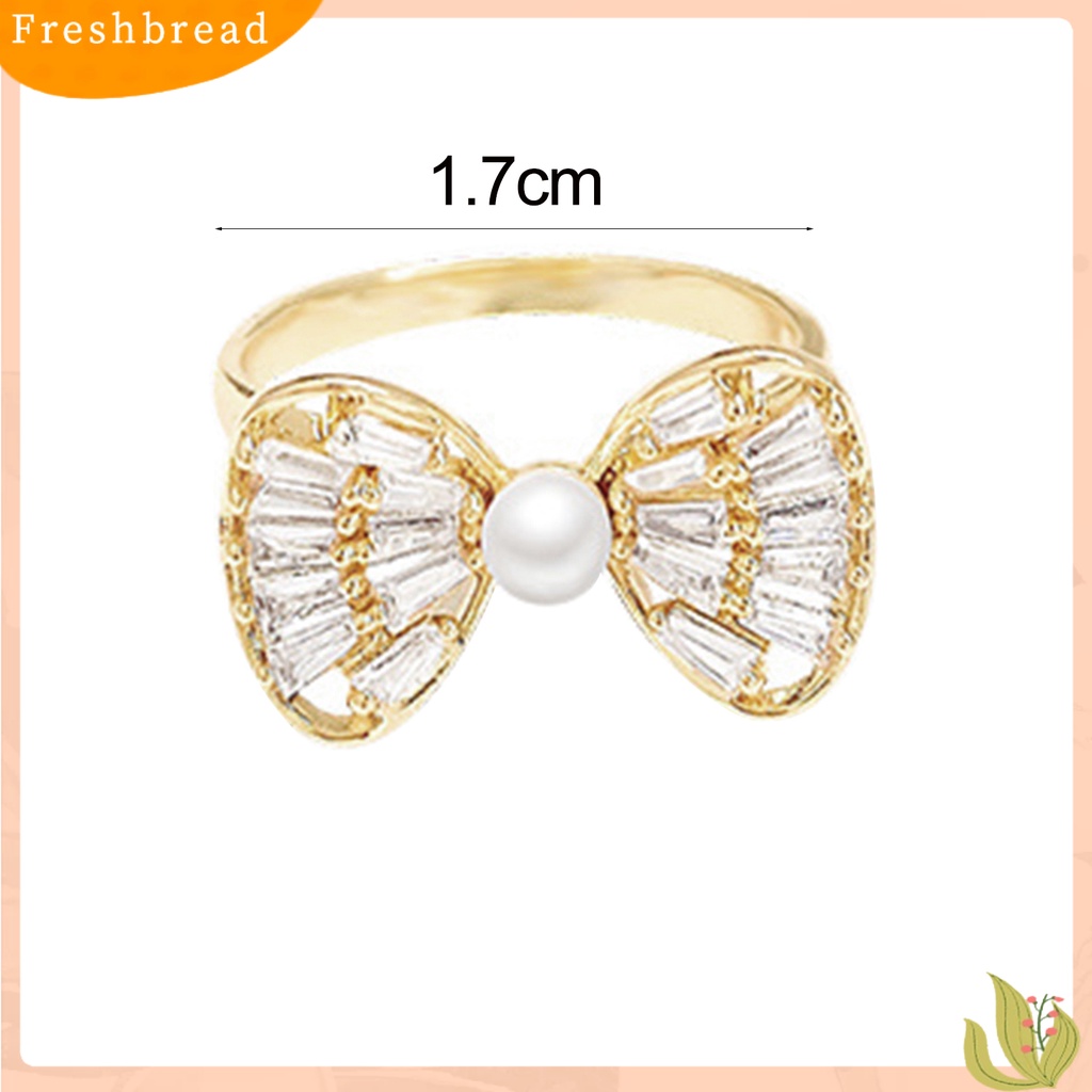 &lt; Freshbread &gt; Wanita Jari Telunjuk Cincin Busur-Simpul Bentuk Berongga Keluar Pembukaan Cubic Zirconia Jari Yang Dapat Disesuaikan Dekorasi Ringan Halus Knuckle Ring Women Jewelry