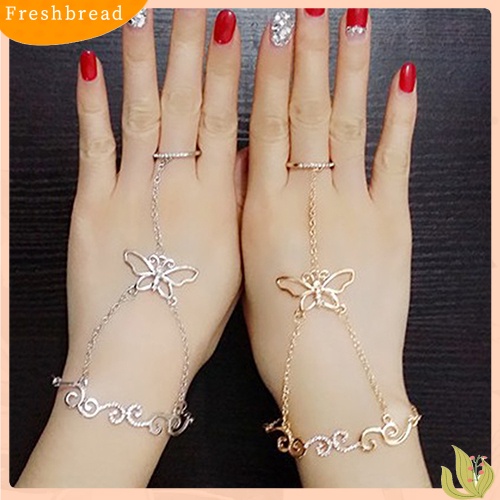 &lt; Freshbread &gt; Wanita Berongga Kupu-Kupu Link Mewah Rantai Jari Cincin Gelang Fashion Perhiasan