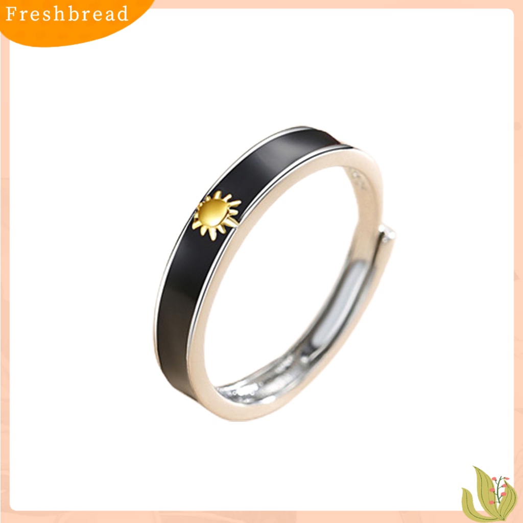 &lt; Freshbread &gt; Pasangan Cincin Pembukaan Adjustable Minimalis Hypoallergenic Tembaga Halus Hadiah Perhiasan Fashion Bulan Sabit Matahari Pria Wanita Jari Cincin Untuk Harian