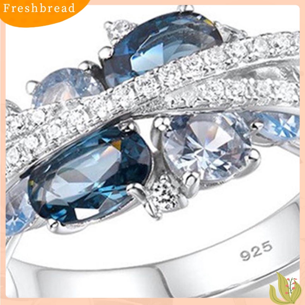 &lt; Freshbread &gt; Cincin Wanita Bentuk X Cubic Zirconia Perhiasan Vintage Bright Luster Ring Untuk Pakaian Sehari-Hari