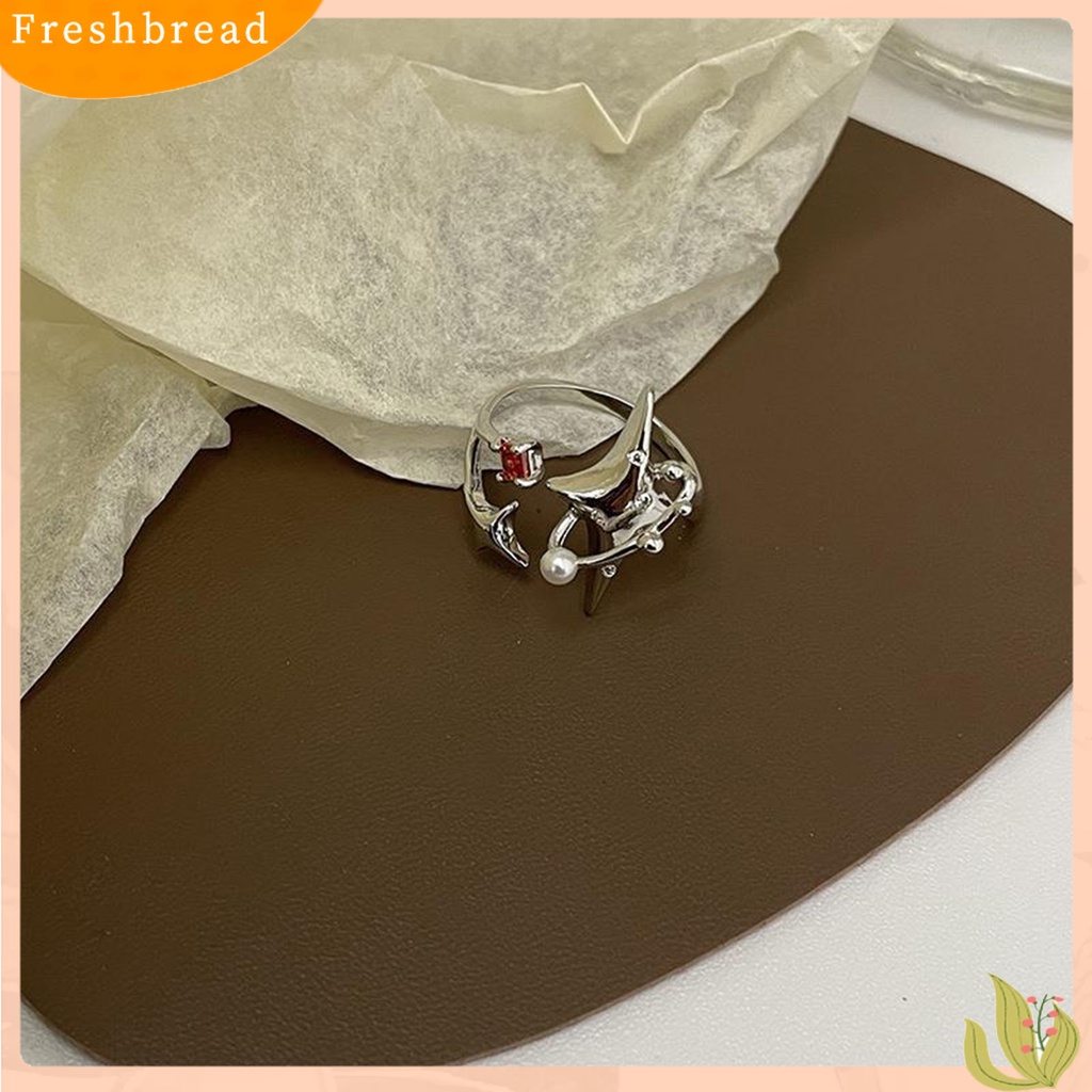 &lt; Freshbread &gt; Cincin Wanita Temperamen Multi Layer Yang Dapat Disesuaikan Kreatif Salib Spiral Bintang Terbuka Cincin Aksesoris Perhiasan