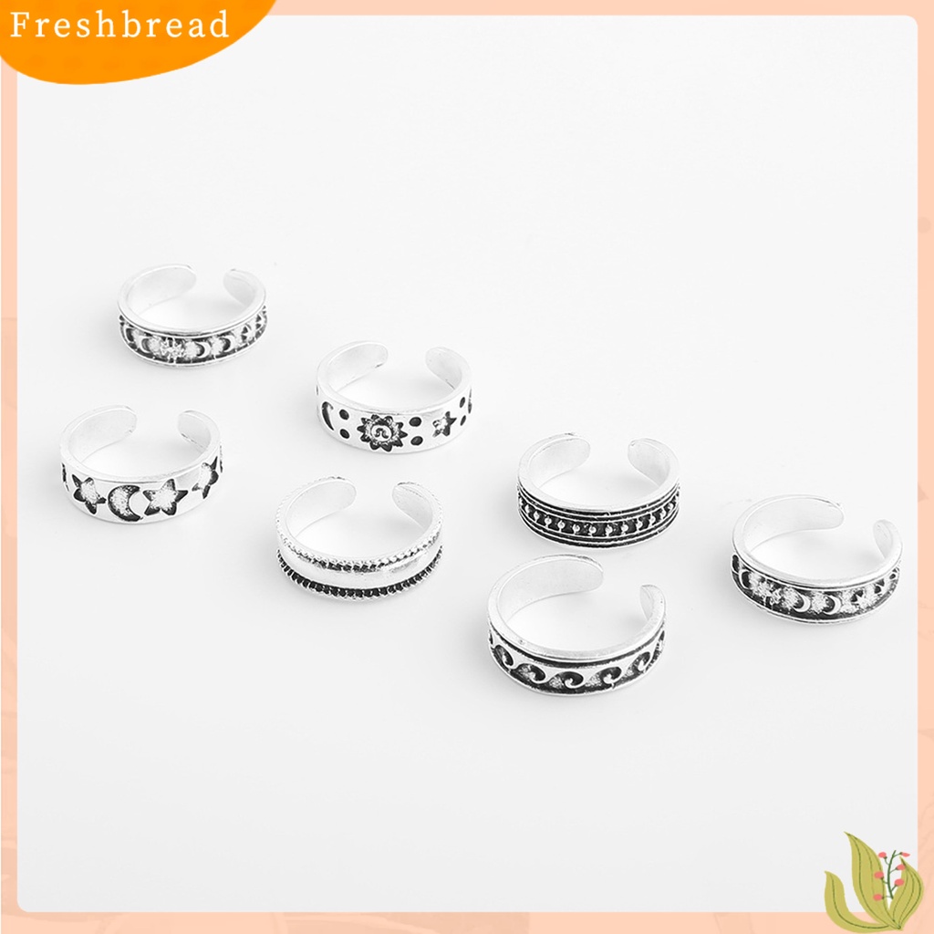 &lt; Freshbread &gt; 7Pcs Cincin Jari Kaki Bulan Bintang Opening Jewelry Bohemian Electroplating Toe Rings Untuk Pantai