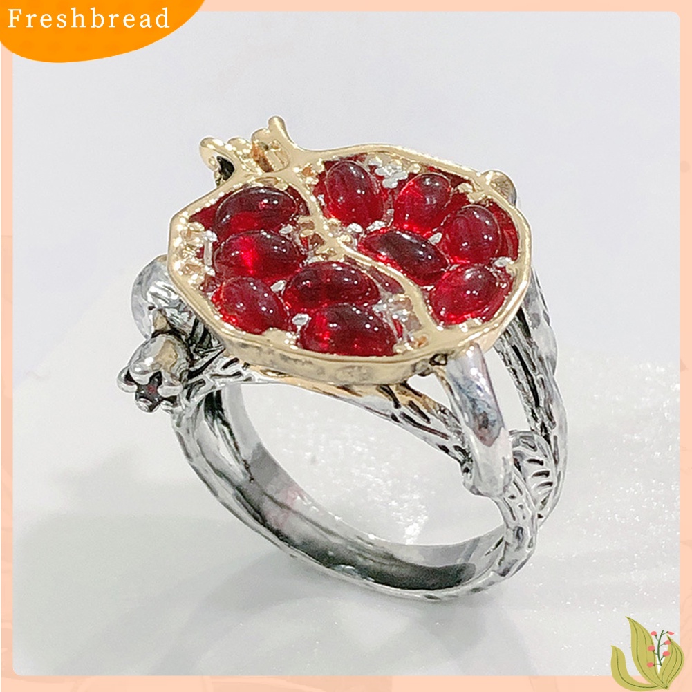 &lt; Freshbread &gt; Vintage Desain Delima Wanita Imitasi Garnet Alloy Jari Cincin Perhiasan Hadiah