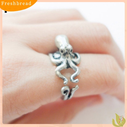 &lt; Freshbread &gt; Wanita Pria Retro Cincin Gurita Yang Dapat Disesuaikan Cincin Buku Jari Hewan Perhiasan Fashion