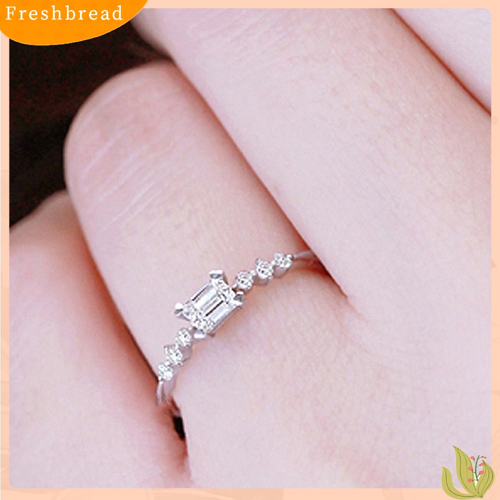 < Freshbread > Pernikahan Pengantin Pertunangan Persegi Panjang Berlian Imitasi Slim Jari Cincin Perhiasan Hadiah