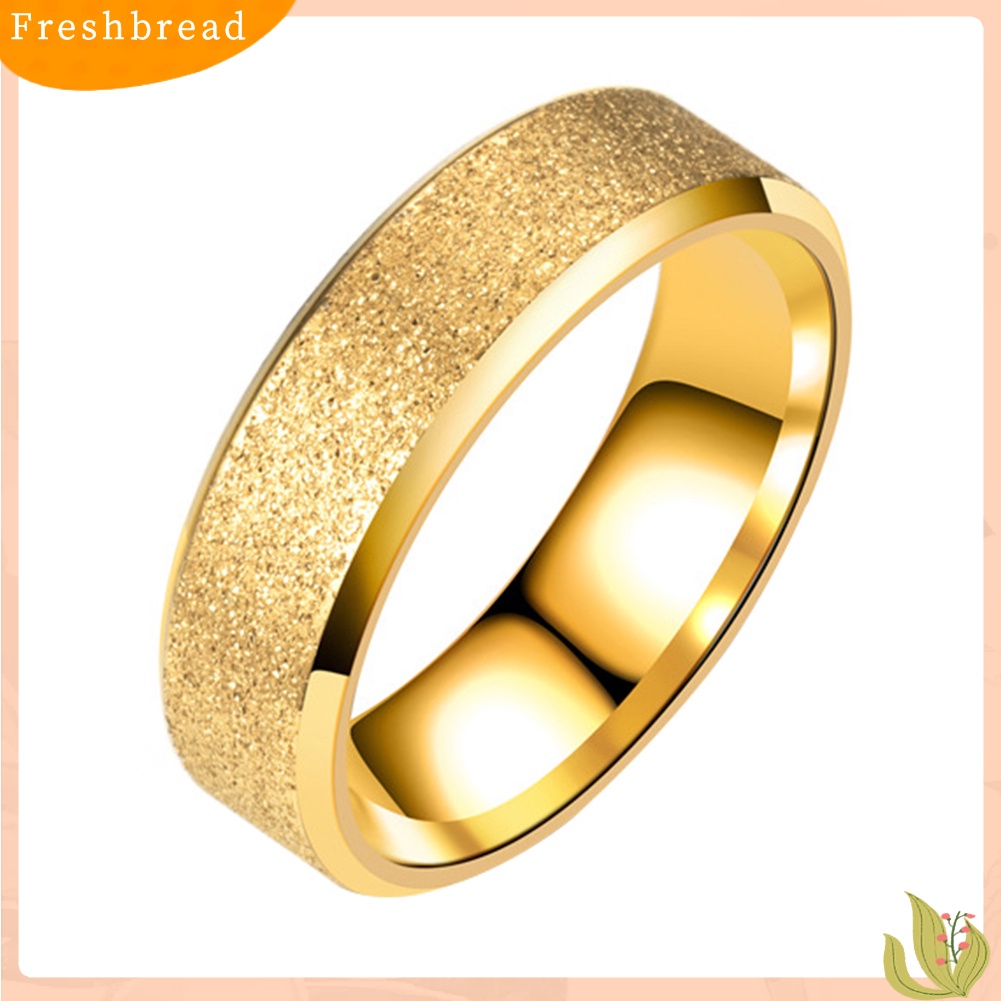 &lt; Freshbread &gt; Double Beveled Edge Frosted Finger Ring Pesta Wanita Pria Pasangan Perhiasan Hadiah