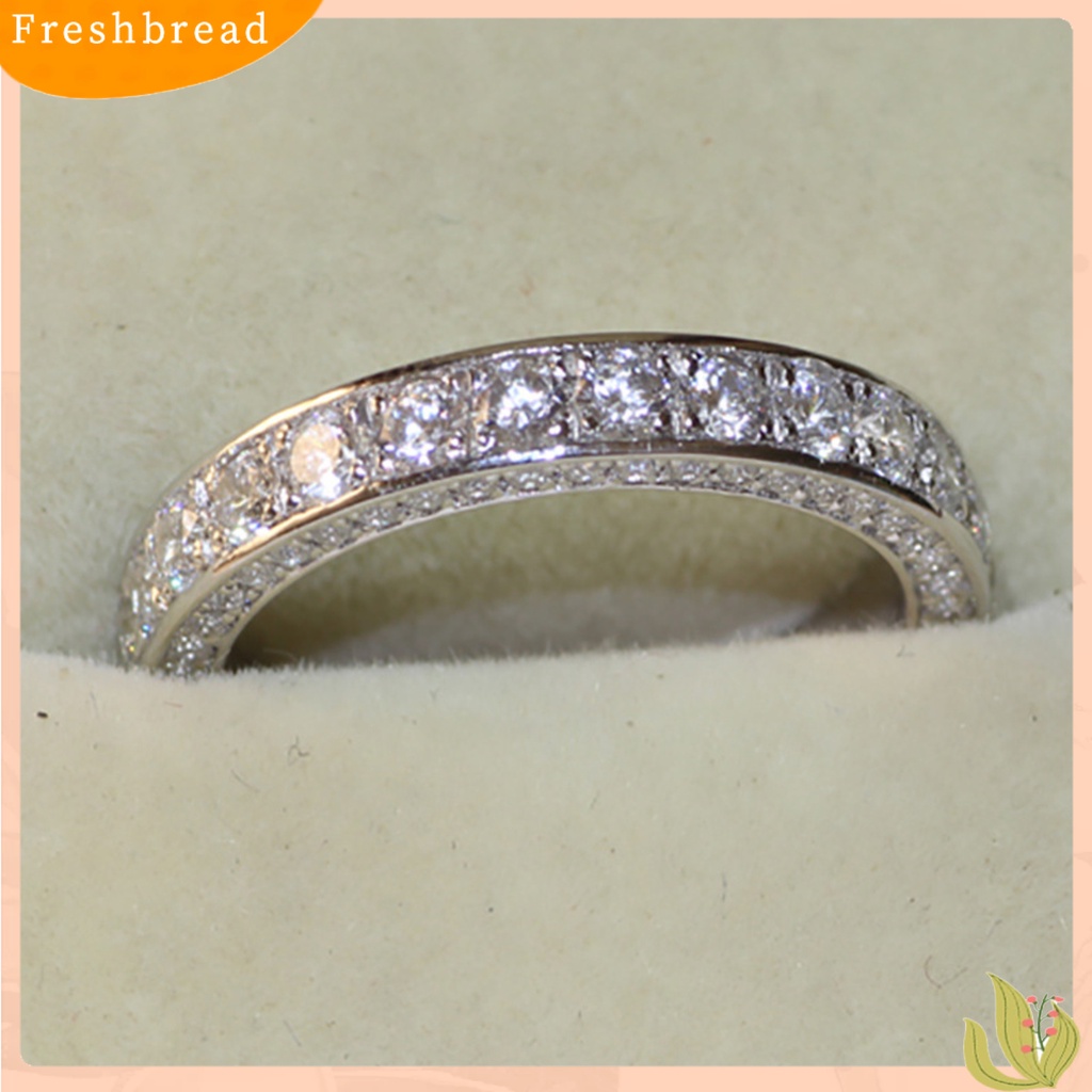 &lt; Freshbread &gt; Cincin Kawin Full Berlian Imitasi Fashion Finger Band Perhiasan Aksesori Wanita Bertatahkan Indah Untuk Pesta