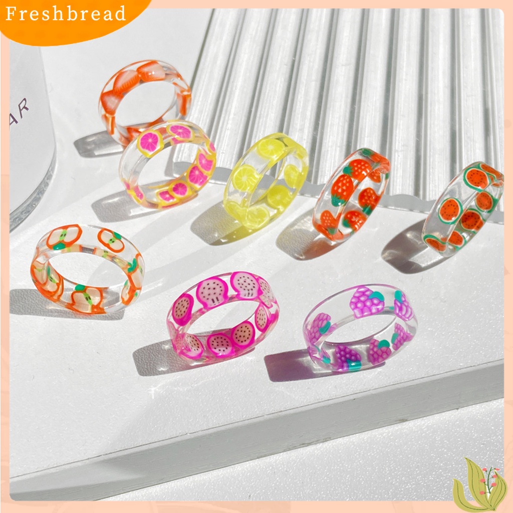 &lt; Freshbread &gt; Cincin Wanita Buah Bulat Perhiasan Indah Fashion Penampilan Cincin Jari Untuk Pakaian Sehari-Hari