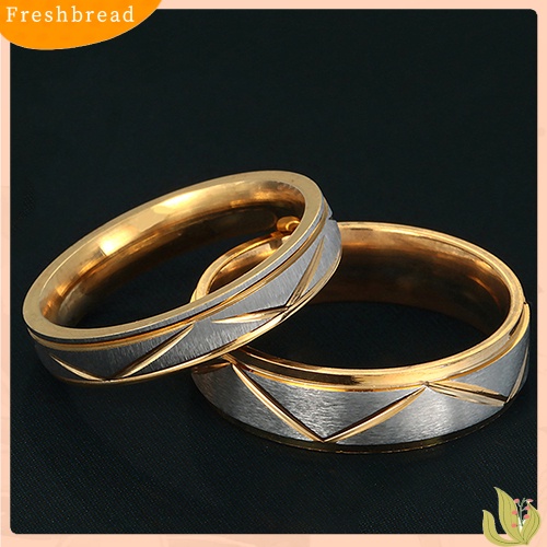 &lt; Freshbread &gt; Wanita Pria Cincin Pasangan Stainless Steel Pernikahan Band Janji Pertunangan Perhiasan