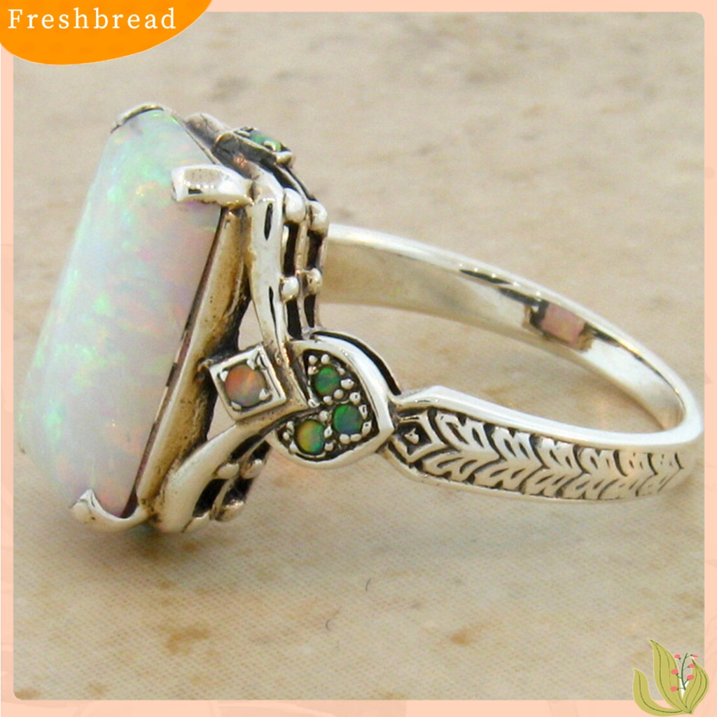 &lt; Freshbread &gt; Wanita Cincin Persegi Perhiasan Permata Imitasi Vintage Geometris Cincin Perhiasan Hadiah