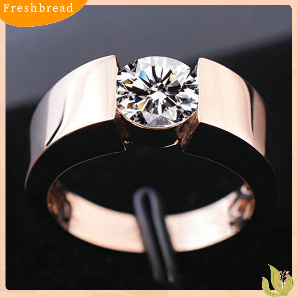 &lt; Freshbread &gt; Unisex Bulat Cubic Zirconia Bertatahkan Jari Cincin Pernikahan Pertunangan Perhiasan Hadiah