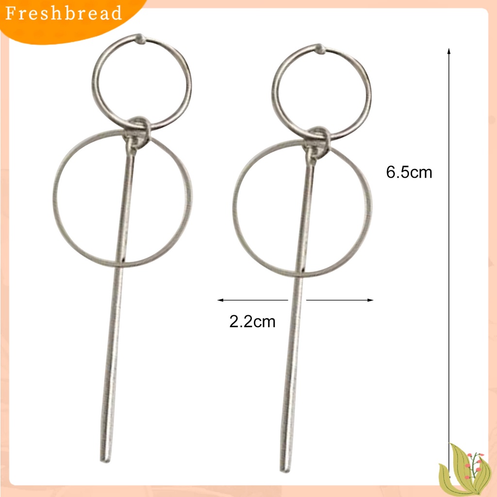 &lt; Freshbread &gt; Wanita Anting Alloy Geometris Lingkaran Ganda Rumbai Panjang Menjuntai Ear Studs Earrings Perhiasan Untuk Pesta