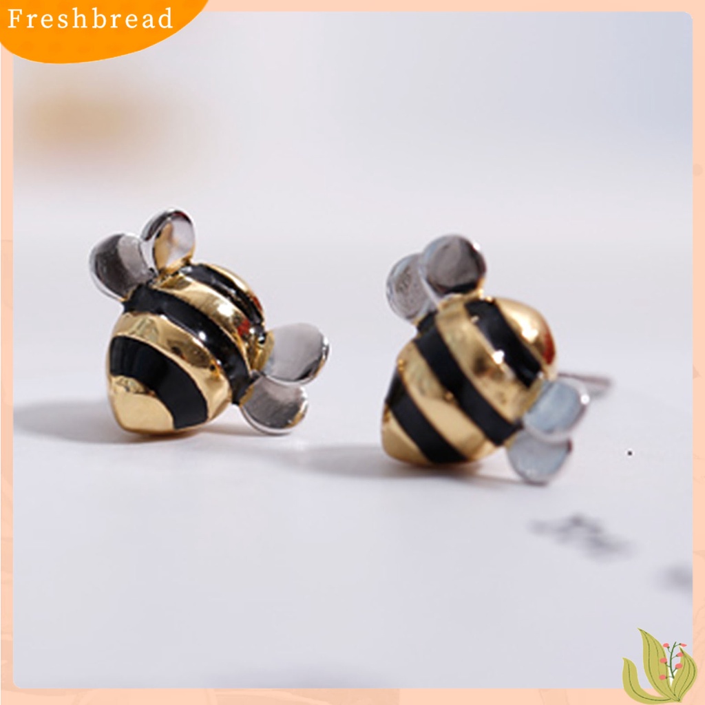 &lt; Freshbread &gt; Anting Tusuk Wanita Bentuk Lebah Perhiasan Tahan Lama Ringan Terang Kilau Telinga Studs Kalung Untuk Pernikahan