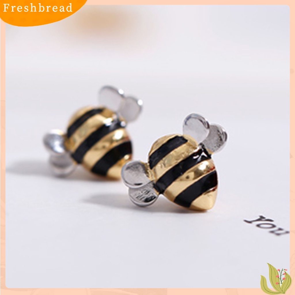 &lt; Freshbread &gt; Anting Tusuk Wanita Bentuk Lebah Perhiasan Tahan Lama Ringan Terang Kilau Telinga Studs Kalung Untuk Pernikahan