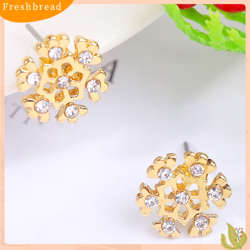 < Freshbread > Wanita Natal Snowflake Santa Claus Berlian Imitasi Bertatahkan Stud Anting Hadiah Xmas