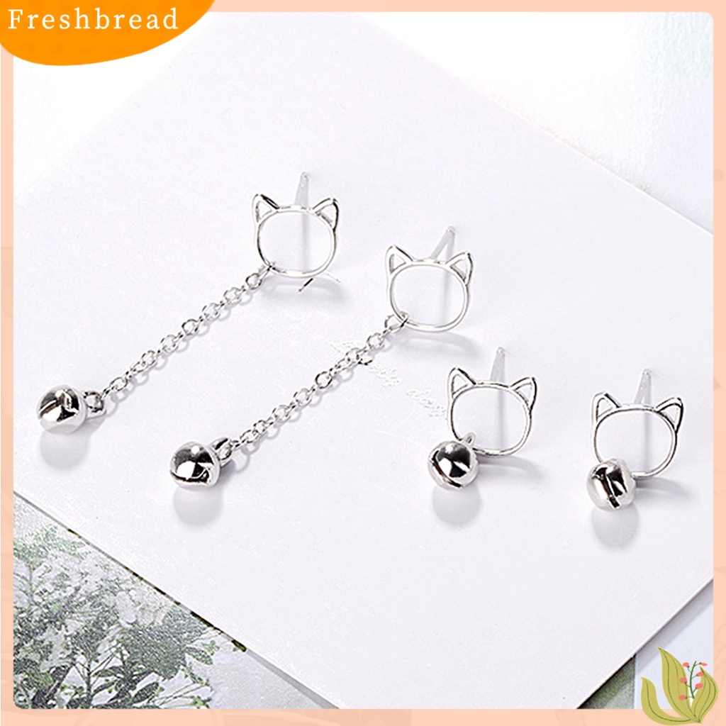 &lt; Freshbread &gt; 1pasang Piercing Ear Stud Anting Tusuk Tema Kucing Hias Tembaga Untuk Pesta