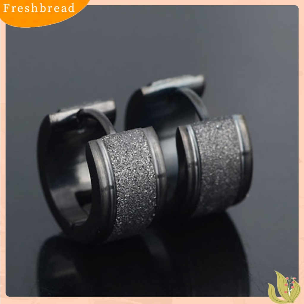 &lt; Freshbread &gt; 1pasang Anting Hoop Huggie Earrings Baja Titanium Kusam Pria Wanita