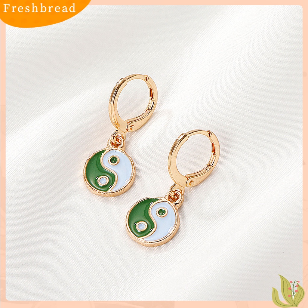 &lt; Freshbread &gt; 1pasang Anting Tetes Tindik Romantis Tradisional Warna-Warni Tai Chi Yin Yang Anting Hoop Perhiasan Pesta