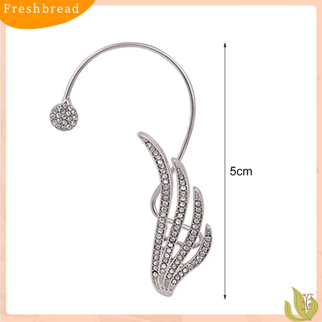 &lt; Freshbread &gt; Lady Klip Telinga Bentuk Sayap Berlian Imitasi Hias Supper Shiny Individu Arc Women Earrings Untuk Prom