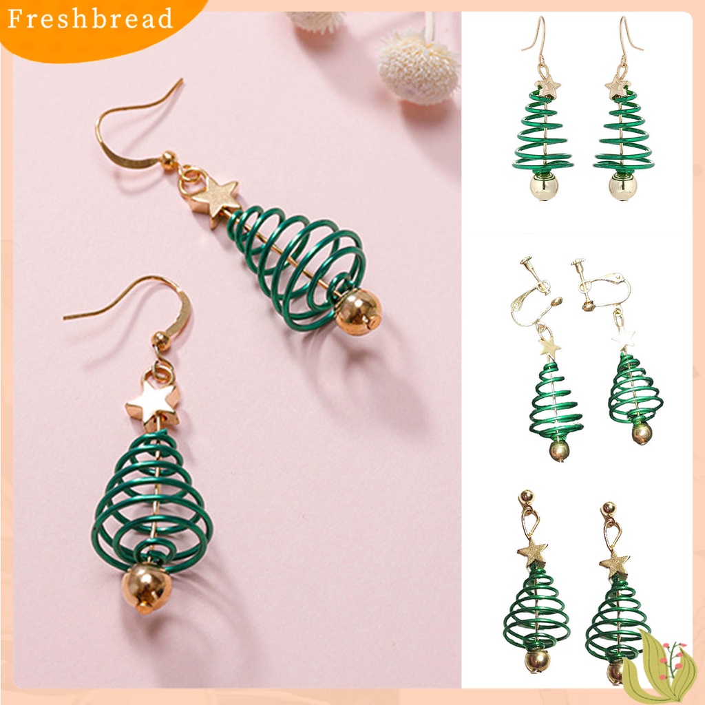 &lt; Freshbread &gt; 1pasang Anting Drop Motif Pohon Natal Anting Menjuntai Wanita Logam Nyaman Untuk Pernikahan