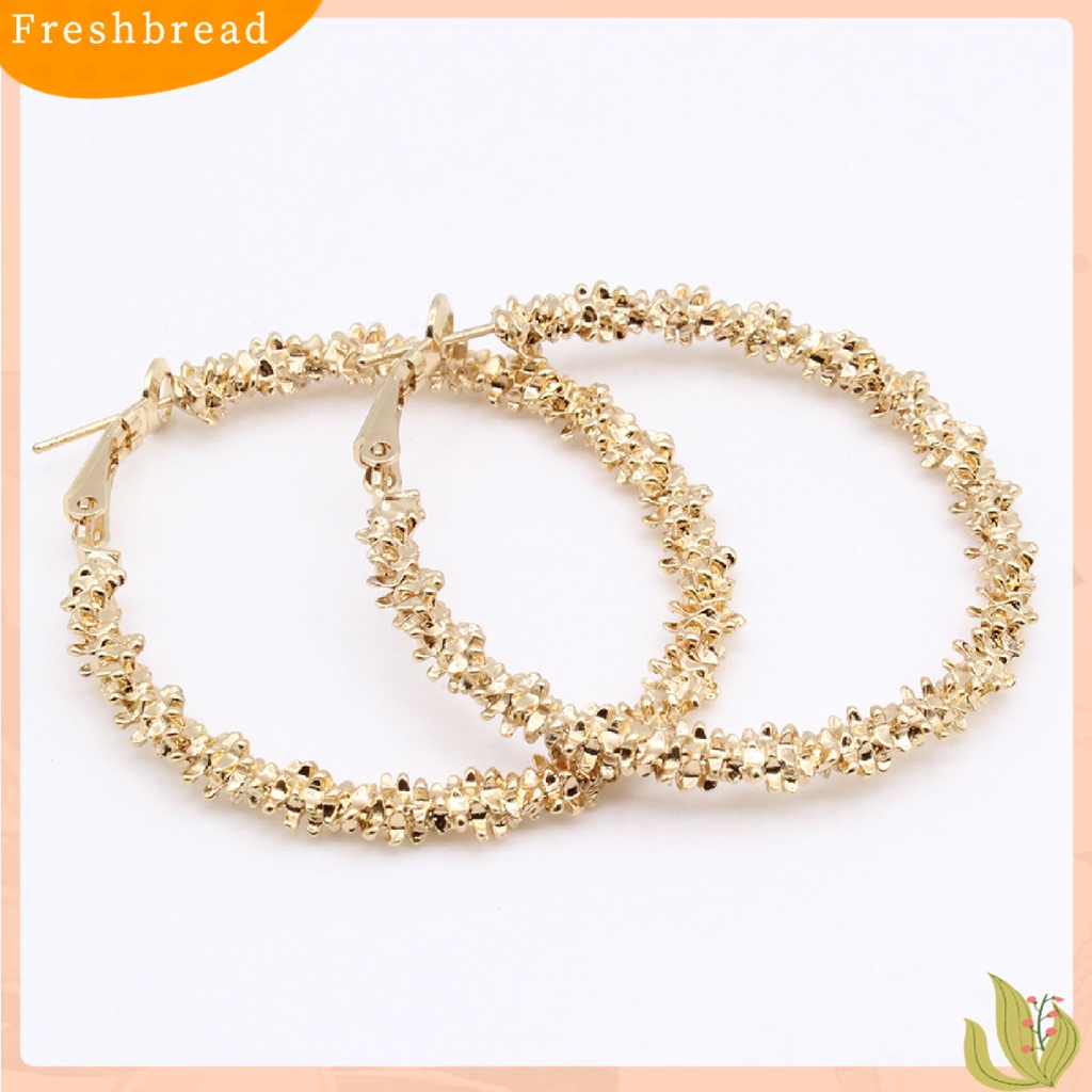 &lt; Freshbread &gt; 1pasang Anting Hoop Ringan Fashion Alloy Tidak Teratur Disimpul Bulat Lingkaran Hoop Earrings Untuk Wanita