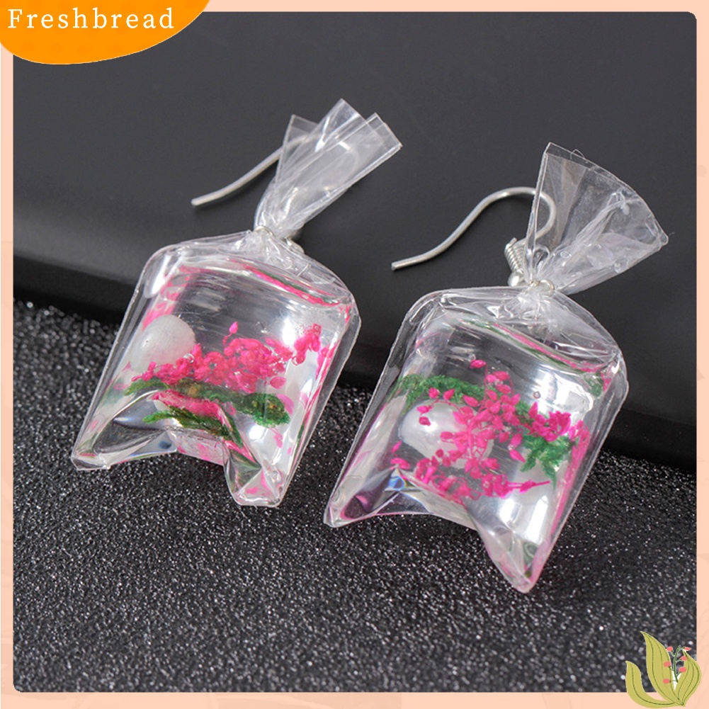 &lt; Freshbread &gt; Lovely Resin Transparan Pack Bintang Laut Bunga Kering Gadis Ear Hook Earrings Decor