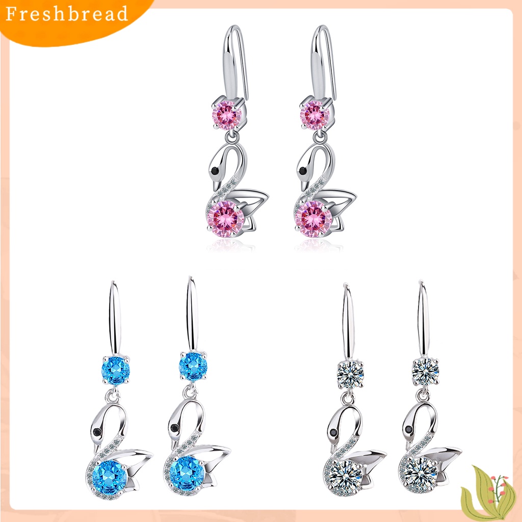 &lt; Freshbread &gt; 1pasang Anting Kait Mata Hitam Perhiasan Hewan Gaya Korea Cubic Zirconia Drop Earrings Untuk Pesta Pernikahan