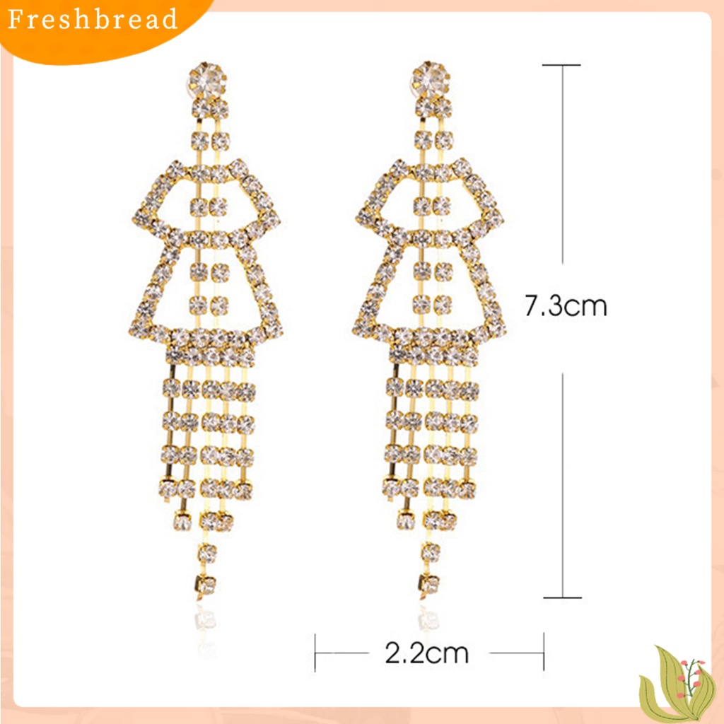 &lt; Freshbread &gt; 1pasang Anting Menjuntai Jumbai Mengkilap Perhiasan Penampilan Fashion Anting Stud Panjang Untuk Pernikahan