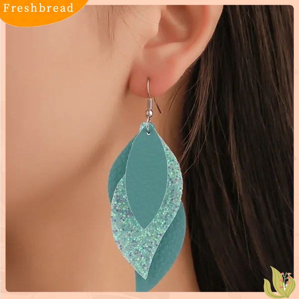 &lt; Freshbread &gt; 1pasang Tindik Indah Menawan Drop Anting-Anting Multi Layer Daun Menjuntai Kait Anting Perhiasan Fashion