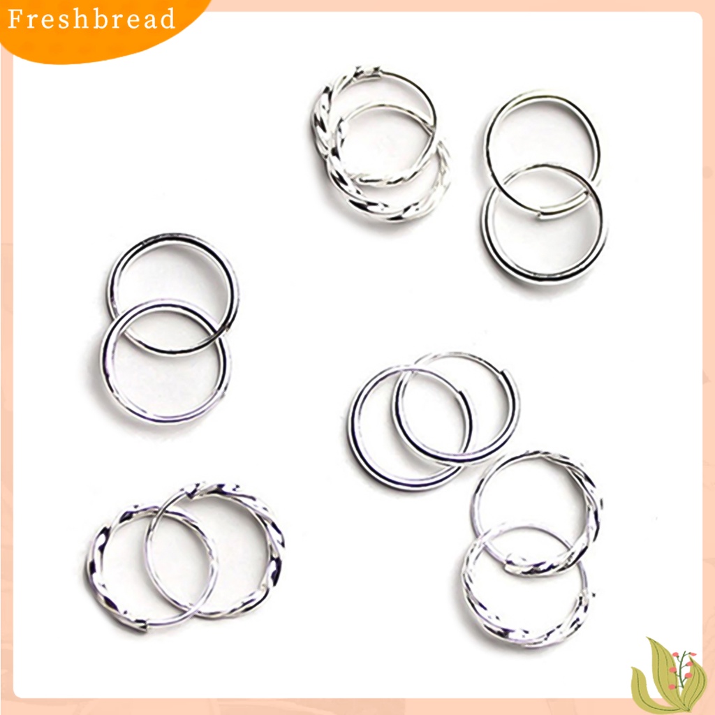 &lt; Freshbread &gt; Anting Wanita Gelombang Kecil/Besar Perhiasan Anting Lingkaran Penutup Snap Alloy Mengkilap Untuk Pernikahan