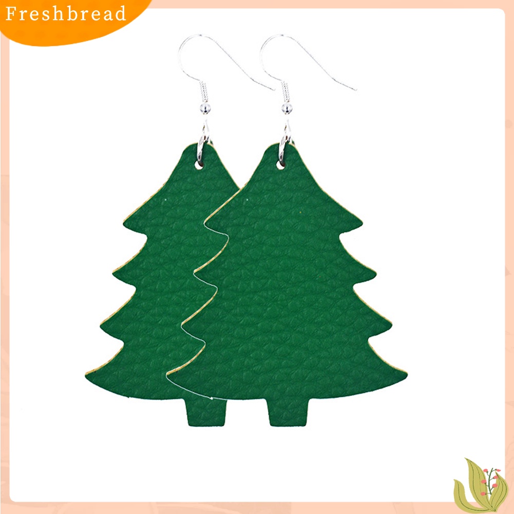 &lt; Freshbread &gt; 2pasang Wanita Modis Pohon Natal Eardrop Kait Anting Perhiasan Aksesori