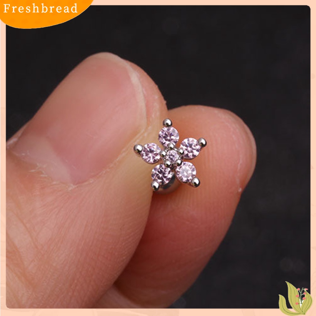 < Freshbread > 1Pc Perhiasan Tusuk Bentuk Bunga Ear Stud Gaya Korea Anting Tusuk Berkilau Untuk Pesta