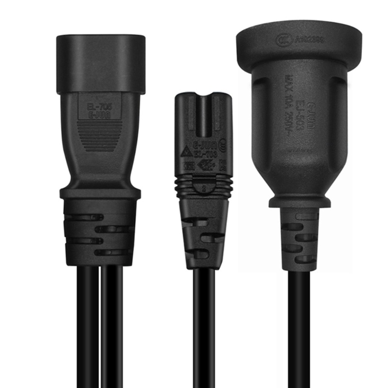 Zzz C14 to C7+AU C14 Splitter 1ft 32cm IEC 320c14 Male Plug to C7+AU Female Socket Y Split Power Extension Cable