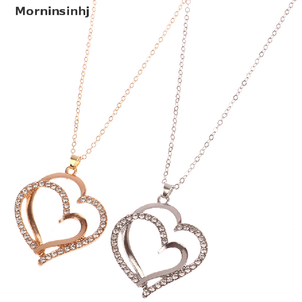 Mornin Indah Ganda Hati Kalung Anting Set Perhiasan Pesona Wanita Perhiasan Fashion Bridal Aksesori Set Hadiah Romantis id