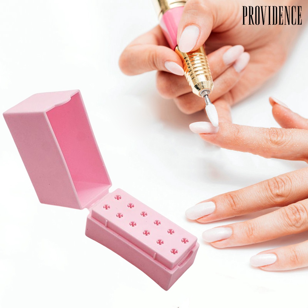 Providence 12lubang Bit Kotak Kapasitas Besar Gesper Desain Tahan Debu Lembab Manikur Alat Nail Art Bor Gerinda Kepala Bit Display Kotak Penyimpanan