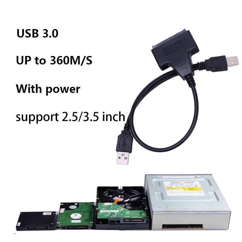 Dual-head USB2.0 to SATA Easy Drive Line/0.34m USB SATA Cable Converter Hard Drive Adapter/Untuk SSD 2.5/3.5 inch/HDD Laptop/Komputer Aksesoris