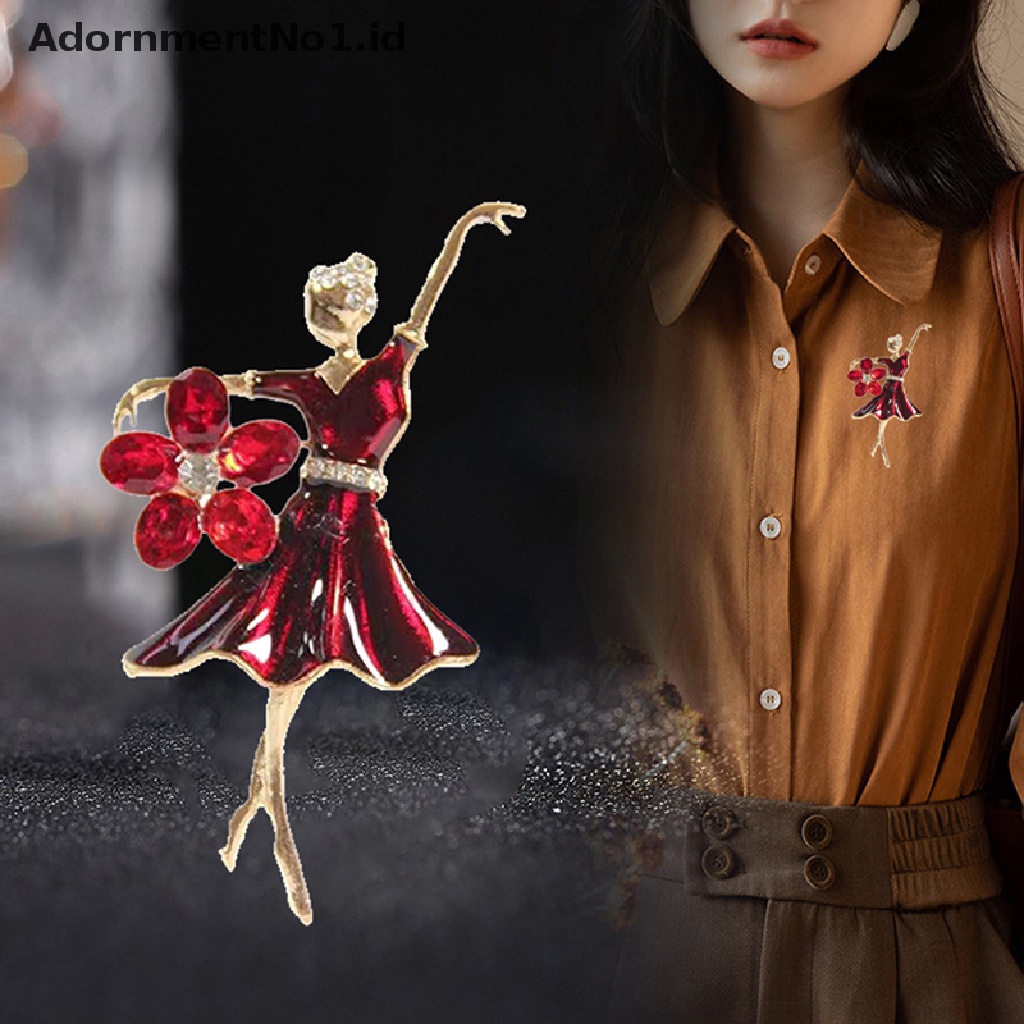 [AdornmentNo1] Fashion Wanita Enamel Kristal Bunga Ballet Dancer Bros Pin Syal Baju Bros Hadiah [ID]