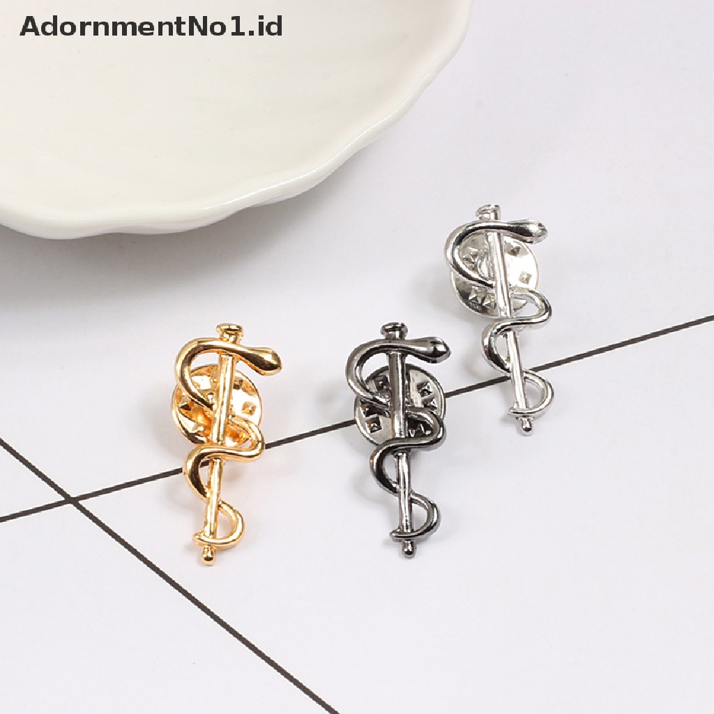 [AdornmentNo1] Vintage Ular Tongkat Logam Paduan Pin Gesper Bros Bros Dokter Perawat Simbol Enamel Lencana Fashion Perhiasan [ID]