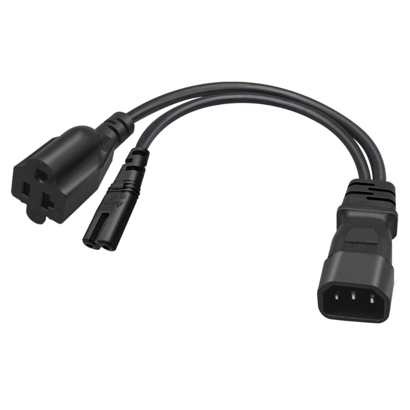 Zzz 1PC Tunggal C14 Ke C7+5-20R Pendek Daya Y Type Splitter Adapter Kabel Cord 32cm