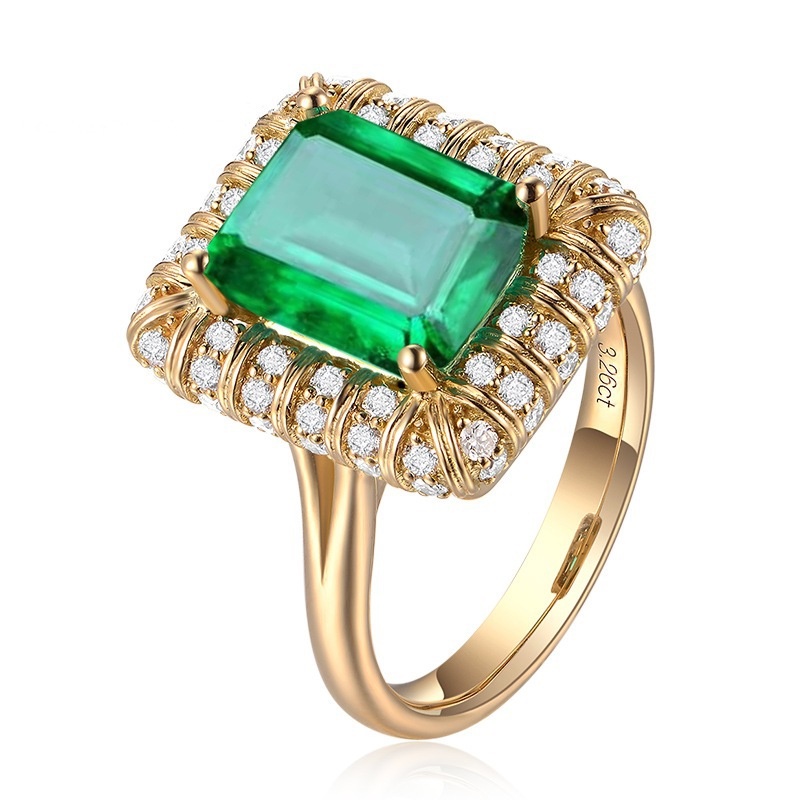 Goldkingdom Aksesoris Perhiasan Fashion Ready Stock Cincin Zamrud Nenek Cincin Tunangan