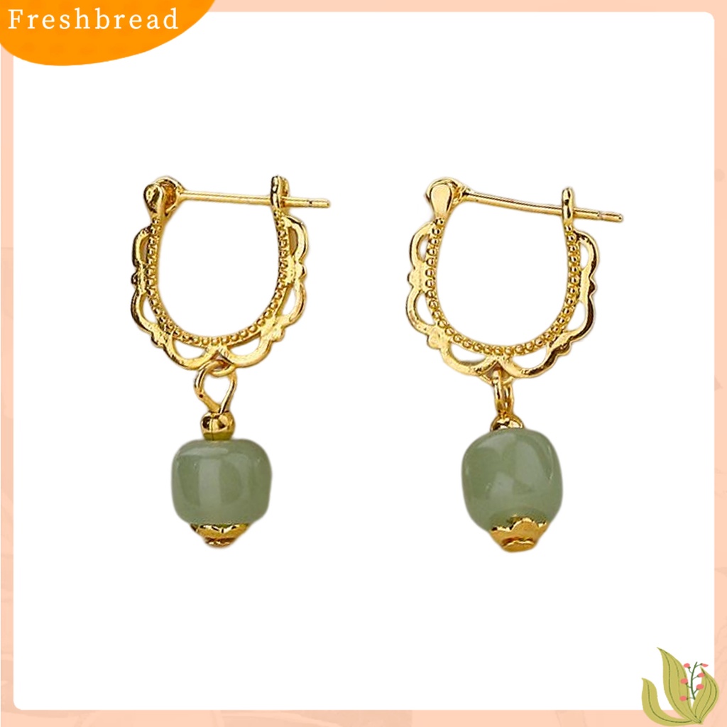 {In Stock} 1Pc Menjuntai Anting Gaya China Warna Emas Elegan Peri Hadiah Hypoallergenic Retro Faux Hetian Jade Drop Earring Perhiasan Aksesoris